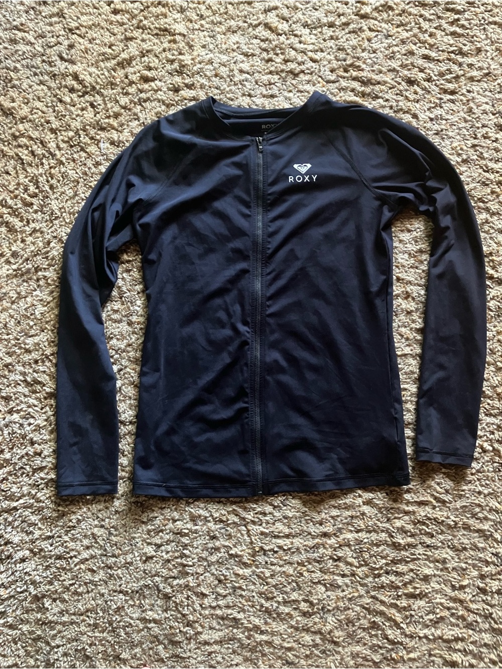 Roxy Long sleeve Rash guard Swim top shirt Black XL Zip front